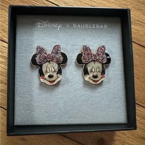NEW- Disney X Baublebar Minnie Mouse Sparkle Rainbow Bow Earrings